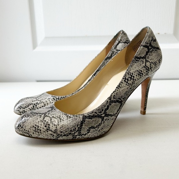 Expression Grey Snakeskin Patterned High Heels Leather Pumps Size 8 - Picture 5 of 16